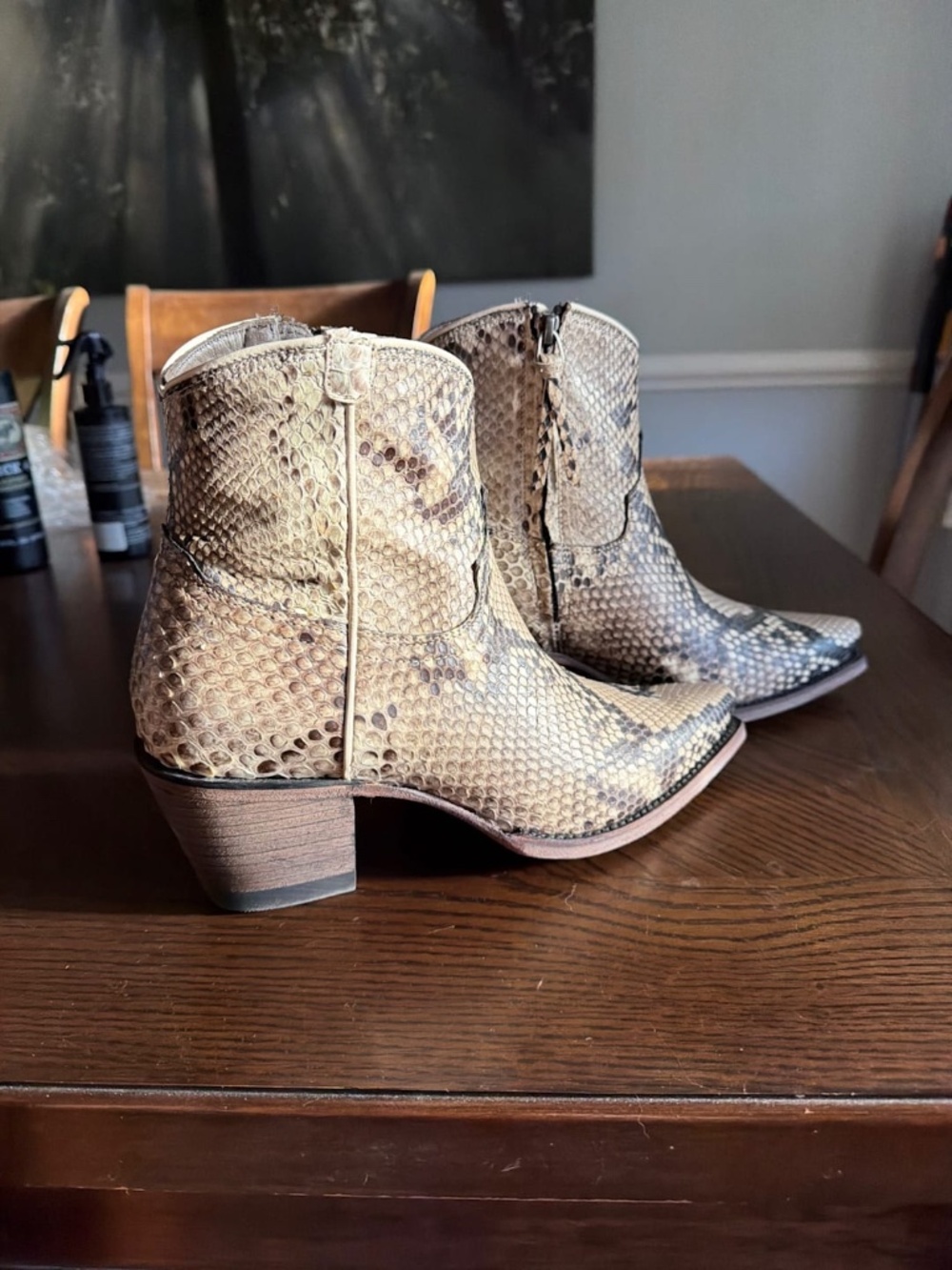 Tecovas Daisy Black/Bone Python Bootie - Picture 2 of 7